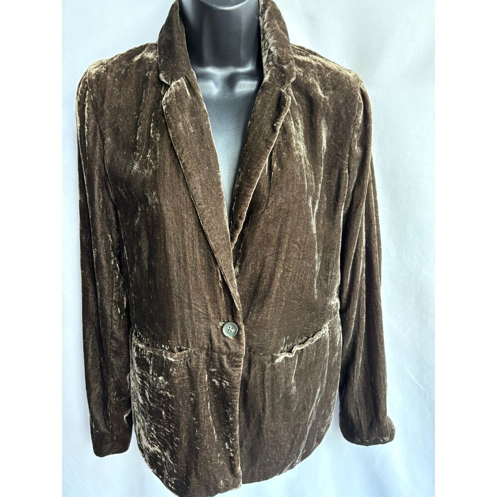 Cartonnier Crushed Velvet Olive Green Brown Blazer Size 2 Classy Office Formal